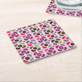rosa Blumen- und Eulenmuster Rechteckiger Pappuntersetzer (angewinkelt)