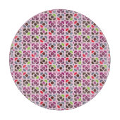 rosa Blumen- und Eulenmuster Schneidebrett (Vorderseite)