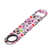 rosa Blumen- und Eulenmuster Speedflaschenöffner (Rückseite Schrägansicht)