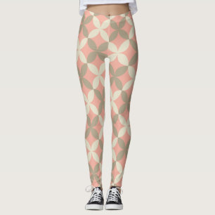 rosa Blumen und graue Blätter gemustert Leggings