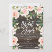 Rosa Blumen und Grünpflanzen boho modernes Brautpa Einladung (Vorderseite)