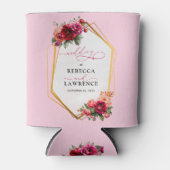 Rosa Blumen und Imitate Goldhochzeit Dosenkühler (Vorderseite)