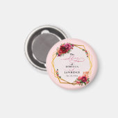 Rosa Blumen und Imitate Goldhochzeit Magnet (Vorderseite/Rückseite)