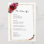 Rosa Blumen und Imitate Goldhochzeit Menükarte (Vorderseite)