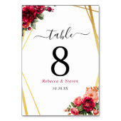 Rosa Blumen und Imitate Goldhochzeit Tischnummer (Vorderseite)