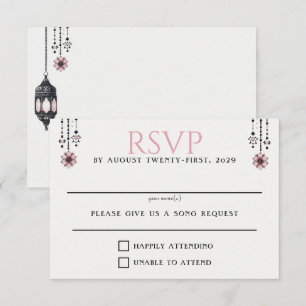 Rosa Blumen und Laternen RSVP Karte