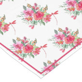 Rosa Blumen und Libellen Muster kurze Tischdecke (Ecke)