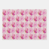Rosa Blumen- und Schmetterlingstöne Geschenkpapier Set (Vorderseite)