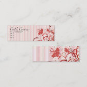 Rosa Blumen und Streifen Mini Visitenkarte (Vorne/Hinten)