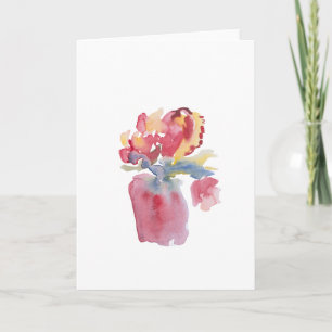 Rosa Blumen-Vase-Karte Karte