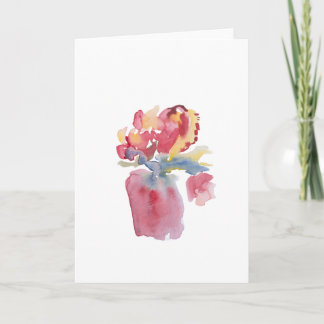 Rosa Blumen-Vase-Karte Karte