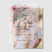 Rosa Blumen Vellum Overlay Pergament Einladungen (Versatz (Ehepaar))