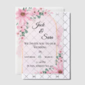 Rosa Blumen Vellum Overlay Pergament Einladungen (Versetzt (Einladung))