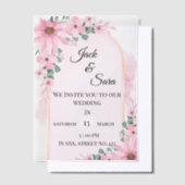 Rosa Blumen Vellum Overlay Pergament Einladungen (Versetzt)