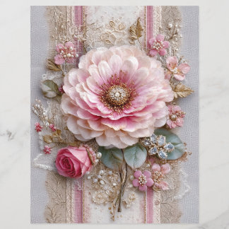 Rosa Blumen Vintage Junk Journal Scrapbook Papier