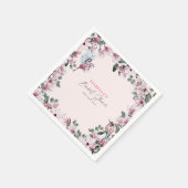 Rosa Blumen & Vögel Elegantes Brautparty Serviette (Ecke)