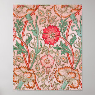 Rosa Blumen von William Morris Poster