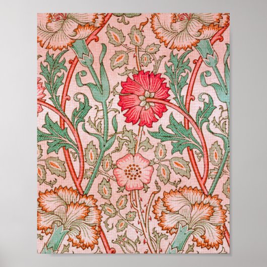 Rosa Blumen von William Morris Poster (Vorne)
