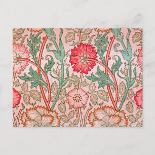 Rosa Blumen von William Morris Postkarte
