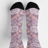Rosa Blumen, Wasserfarbe, Retro Socken (Oben)
