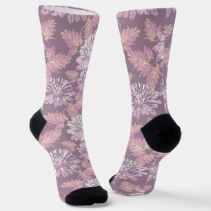 Rosa Blumen, Wasserfarbe, Retro Socken