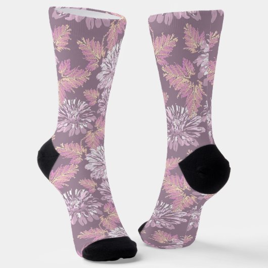 Rosa Blumen, Wasserfarbe, Retro Socken (Gewinkelt)