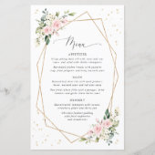 Rosa Blumen, Weiße Blumen, Boho, Hochzeitsmenü (Vorderseite)