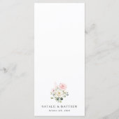 Rosa Blumen, Weiße Blumen, Boho, Hochzeitsmenü Menükarte (Rückseite)