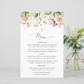 Rosa Blumen, Weiße Blumen, Boho, Taufmenü (Stehend Vorderseite)