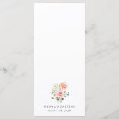 Rosa Blumen, Weiße Blumen, Boho, Taufmenü Menükarte (Rückseite)