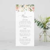 Rosa Blumen, Weiße Blumen, Boho, Taufmenü Menükarte (Stehend Vorderseite)