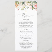 Rosa Blumen, Weiße Blumen, Boho, Taufmenü Menükarte (Vorderseite)