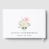 Rosa Blumen, Weiße Blumen, Grün, Geburtstag Gästebuch (Rückseite)