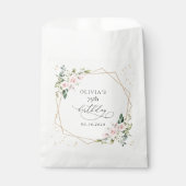 Rosa Blumen, Weiße Blumen, Grün, Geburtstag Geschenktütchen (Vorderseite)