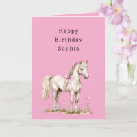 Rosa Blumen Weißes Pferd Cowgirl Geburtstag