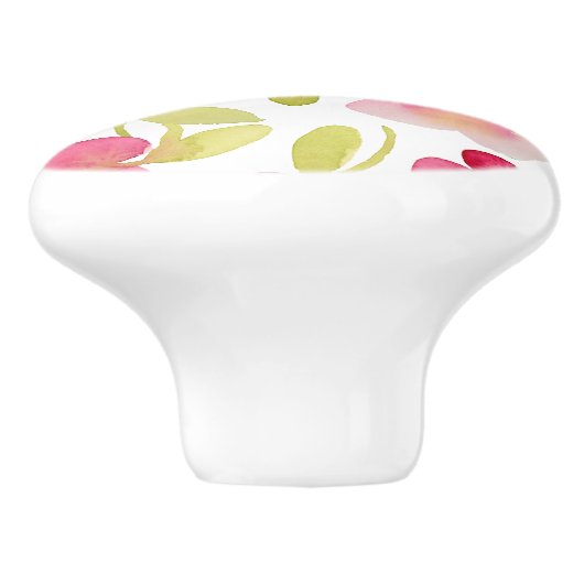 Rosa BlumenAquarell-Muster Keramikknauf (Seitenansicht)