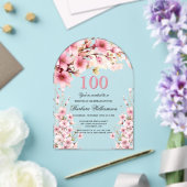 Rosa Blumenarche Elegance 100. Geburtstagsparty Acryleinladungen (Insitu (Hochzeit))