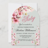 Rosa Blumenarche Elegance 60. Geburtstagsparty Einladung (Vorderseite)