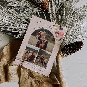 Rosa Blumenarche Joyful Drei Fotos Weihnachten