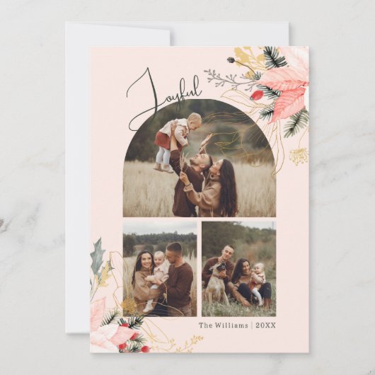 Rosa Blumenarche Joyful Vier Fotos Weihnachten (Vorderseite)