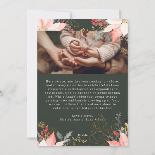 Rosa Blumenarche Joyful Vier Fotos Weihnachten (Rückseite)