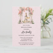 Rosa Blumenarschsieger - Brunch & Bubbly Einladung (Stehend Vorderseite)