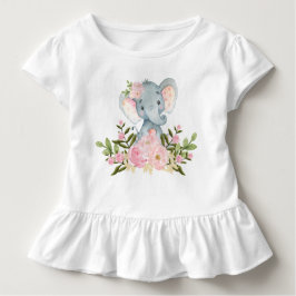 Rosa Blumenbaby-Elefant-Geburtstags-Kleinkind-T - Kleinkind T-shirt