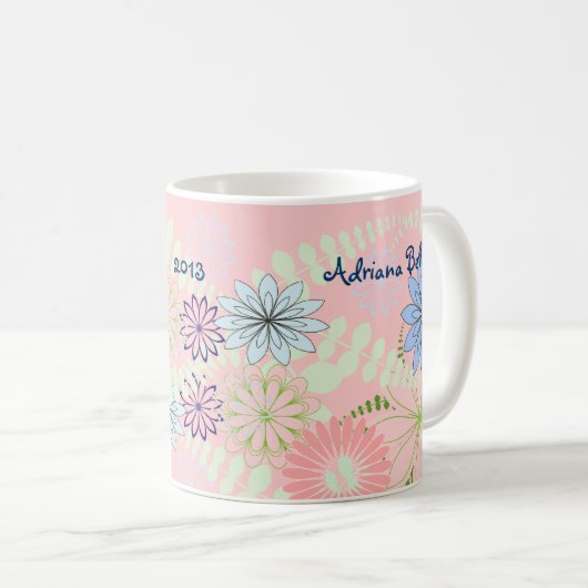 Rosa Blumenbaby-Tasse Kaffeetasse (VorderseiteRechts)