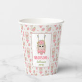 Rosa Blumenballerina niedliche Hobbymädchen Geburt Pappbecher (Rückseite)