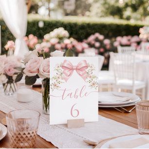 Rosa Blumenband Baby in Bloom Baby Shower Tischnummer