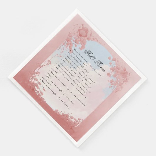 Rosa blumenbedeckte Liebe Serviette (Ecke)