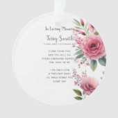 Rosa Blumenbeerdigung / Gedenkfeier Ornament (Vorderseite)