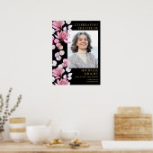 Rosa Blumenbeerdigung zum Foto des Lebens Poster (Küche)