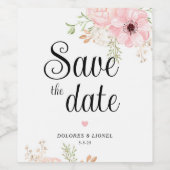 Rosa Blumenbeete Save the Date Weinetikett (Einzelnes Label)
